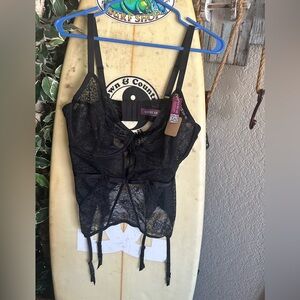 Adore Me Black Lace Bustier Bralette with Straps